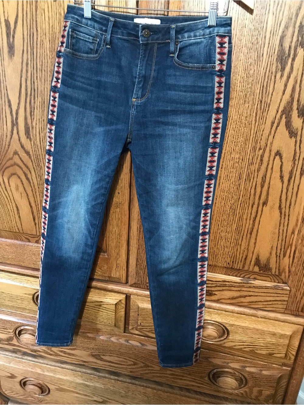 Driftwood Jeans Women’s 27 Jackie High Rise Aztec Embroidered Skinny Denim